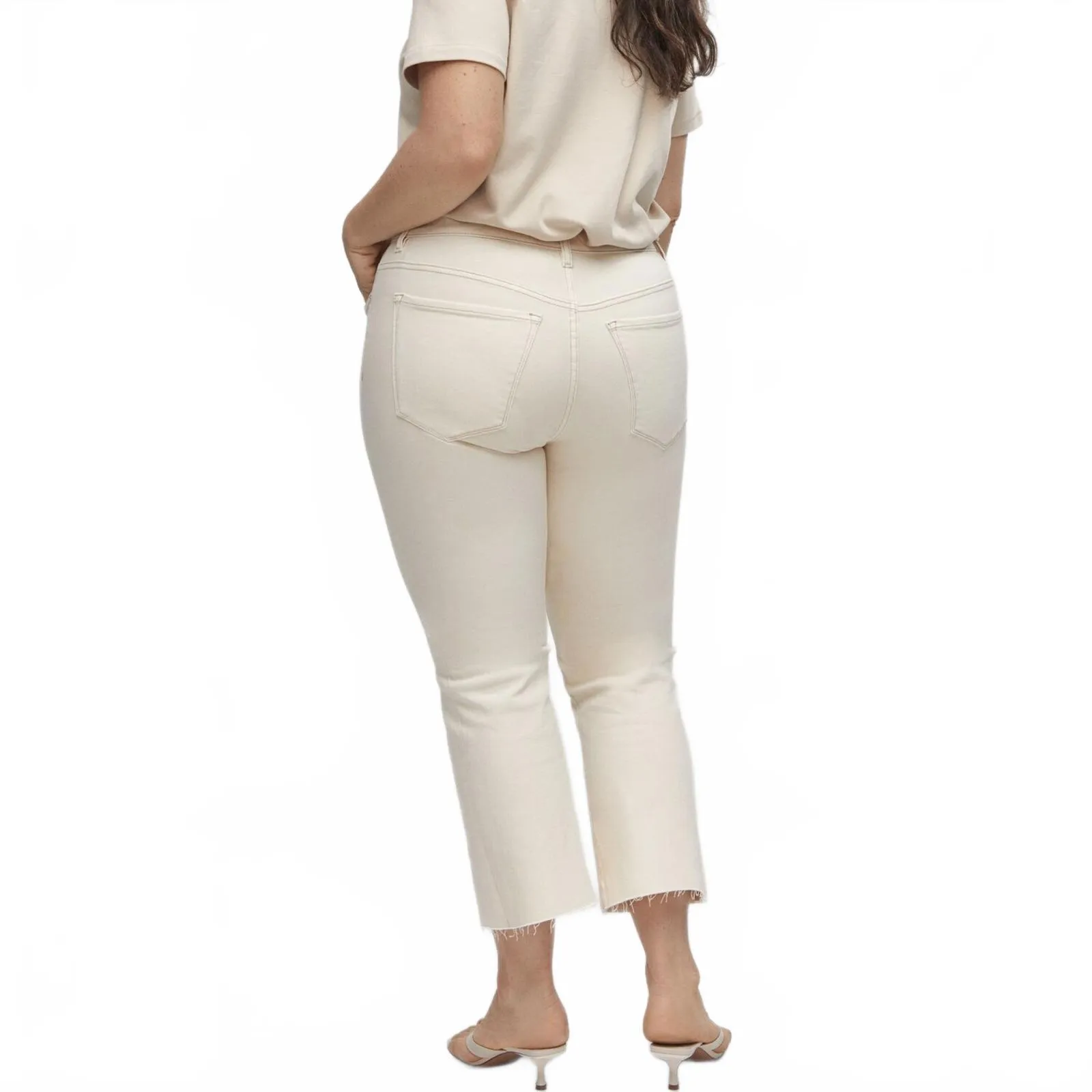 Mango Sienna Crop Flared Jeans Off White NWT Size 14 - Image 5
