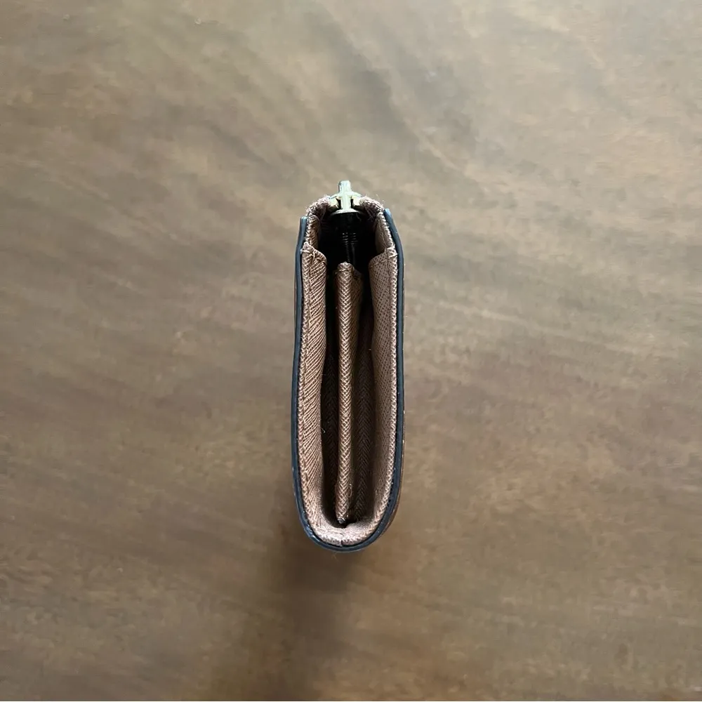 Brown Saffiano Full Zip Jet Set Continental Zip Leather Wallet EUC! - Image 6