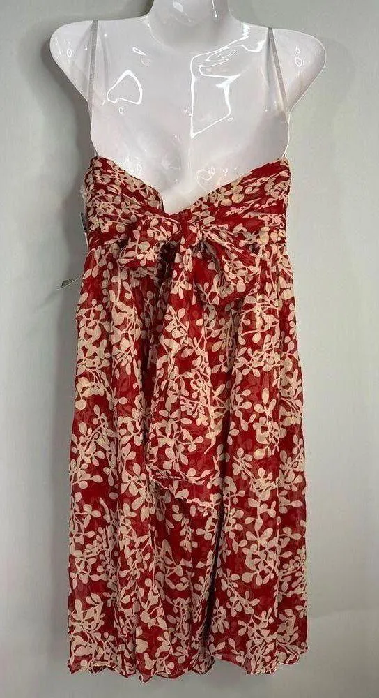 Donna Ricco Pomegranate Floral Silk Sweetheart Neck Empire Waist Dress Women's 8 - Image 10