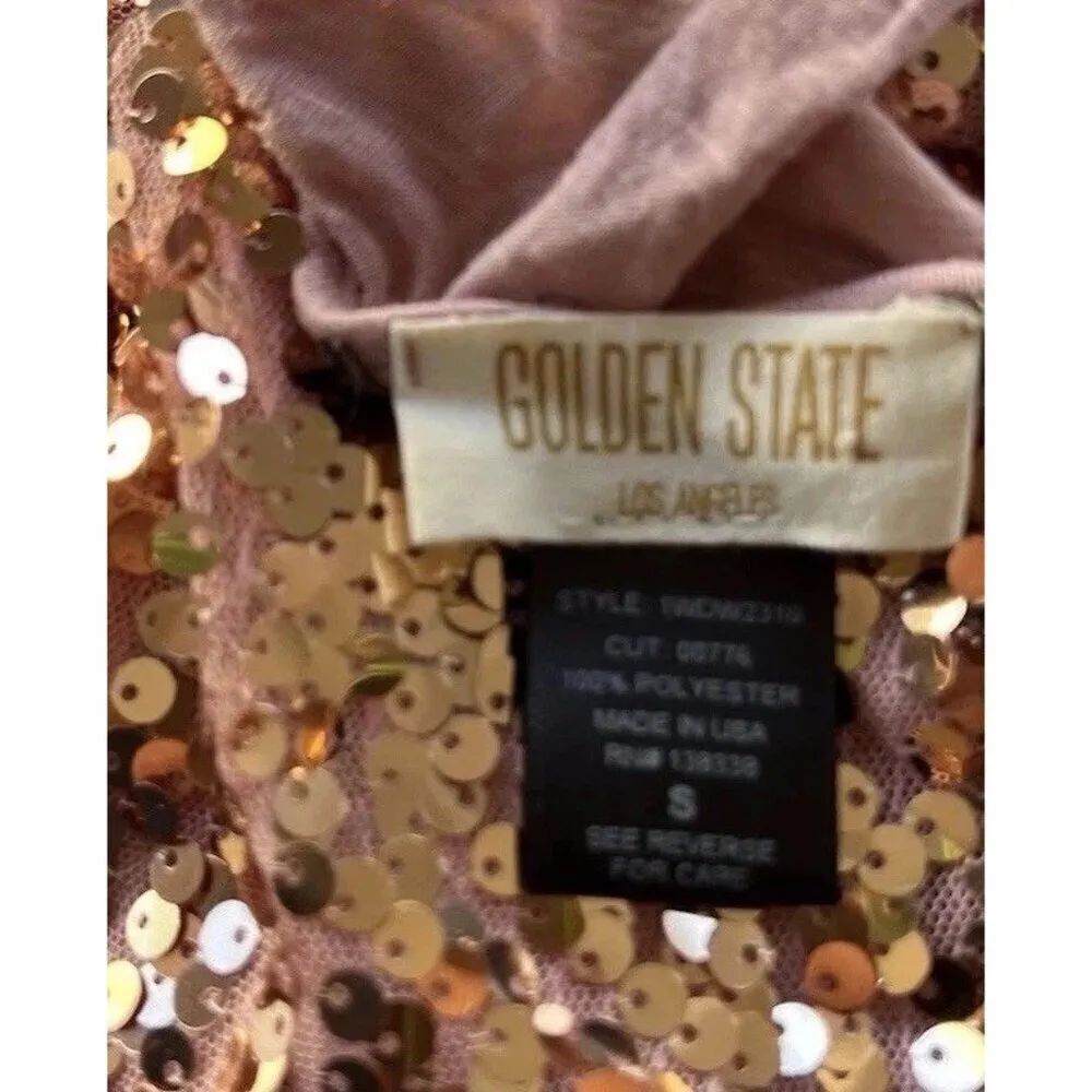 Golden State Los Angeles Women’s Pink Peach Shiny Blouse Top Size Small - Image 7