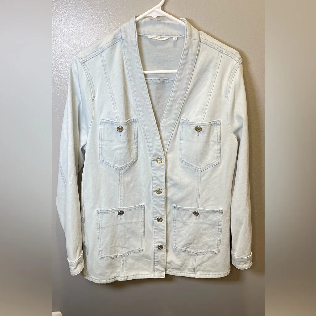 Soft Surroundings Next Level Denim‎ Jacket Collarless Light Wash Size Medium - Image 2