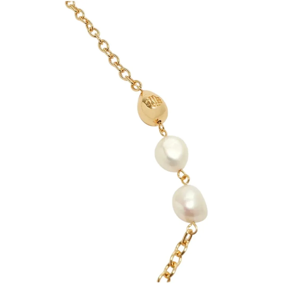 Maje Freshwater Pearl Gold Tone Necklace Brass Chain Clasp Hiver 2022 Minimalist - Image 5