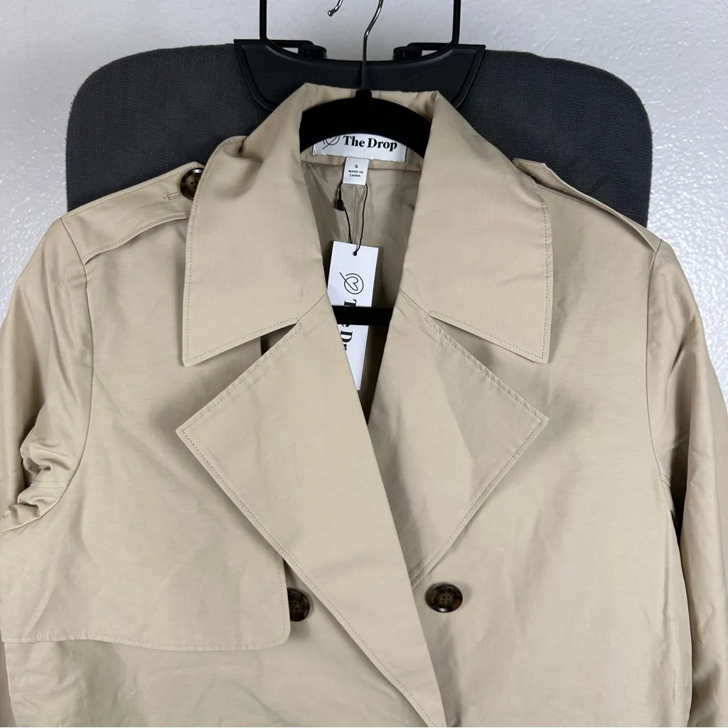 The Drop Women's Classic Beige Trench Coat Size Small - Image 4