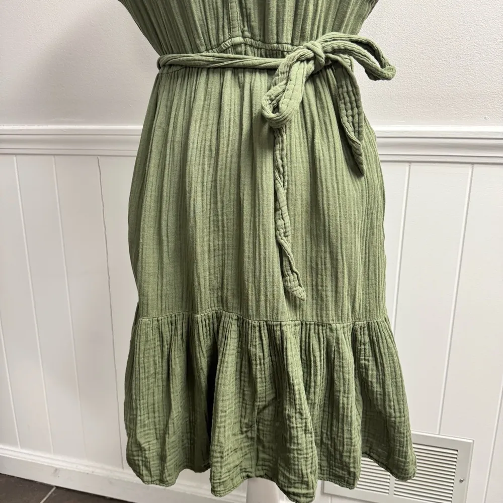 XiRENA Maren Cotton Chelsea Gauze Short Sleeve Mini Dress Green Small S - Image 6