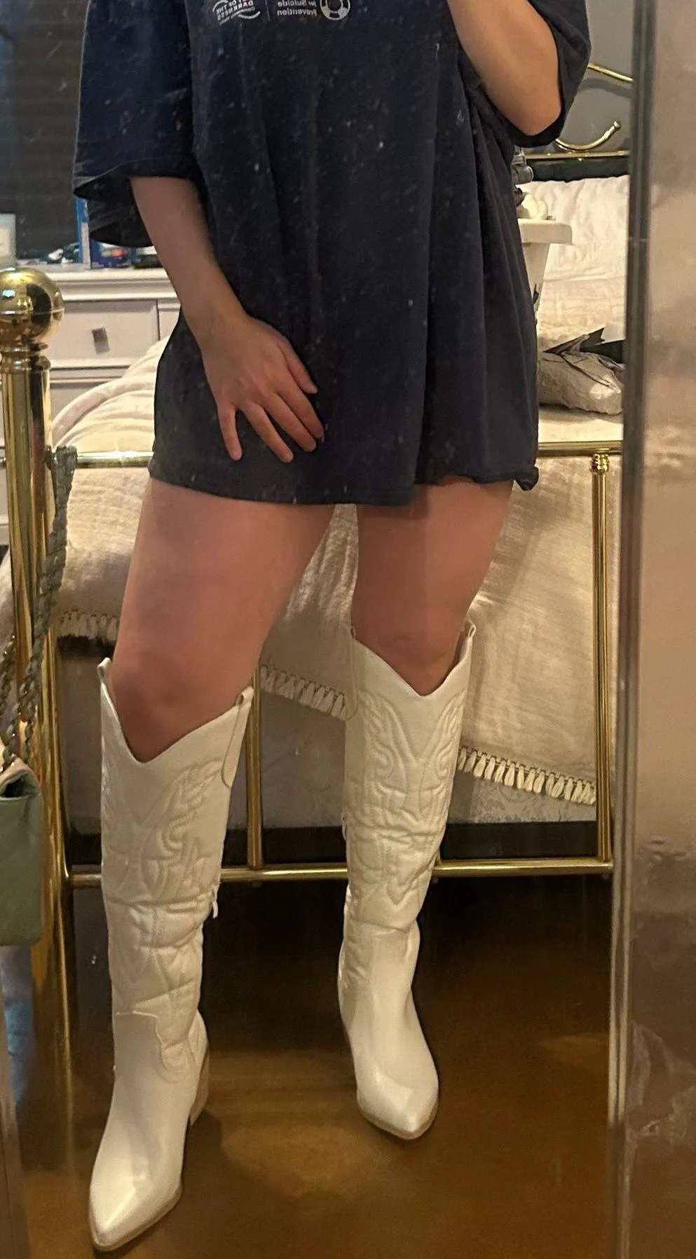 Cowboy Boots White Size 6.5 - Image 2