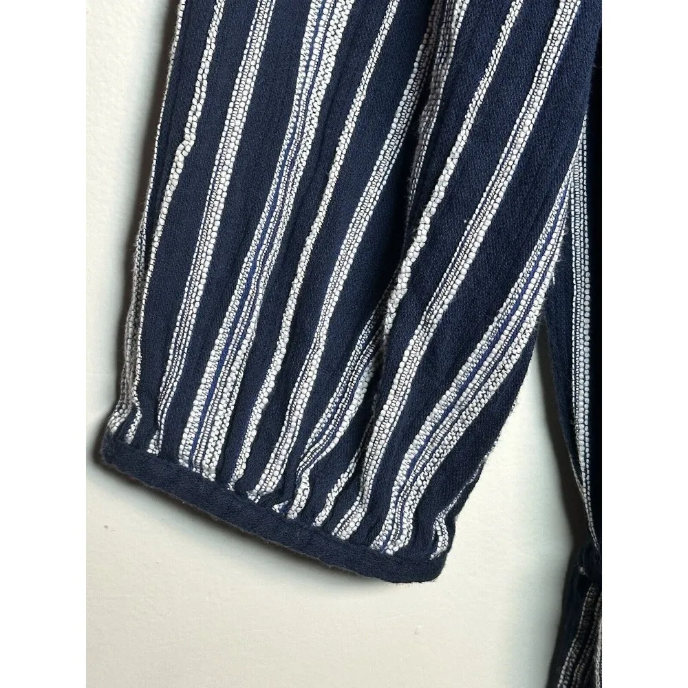 Anthropologie Trovata Birds of Paradise Ingrid Striped Jumpsuit Navy Size Medium - Image 4
