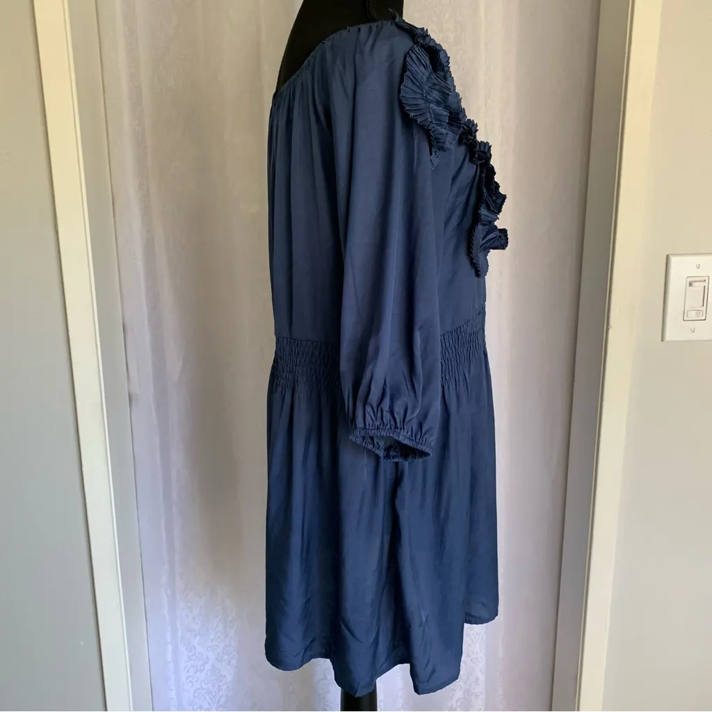 COTTON Ruffle Mini Dress Sz: L - Image 4