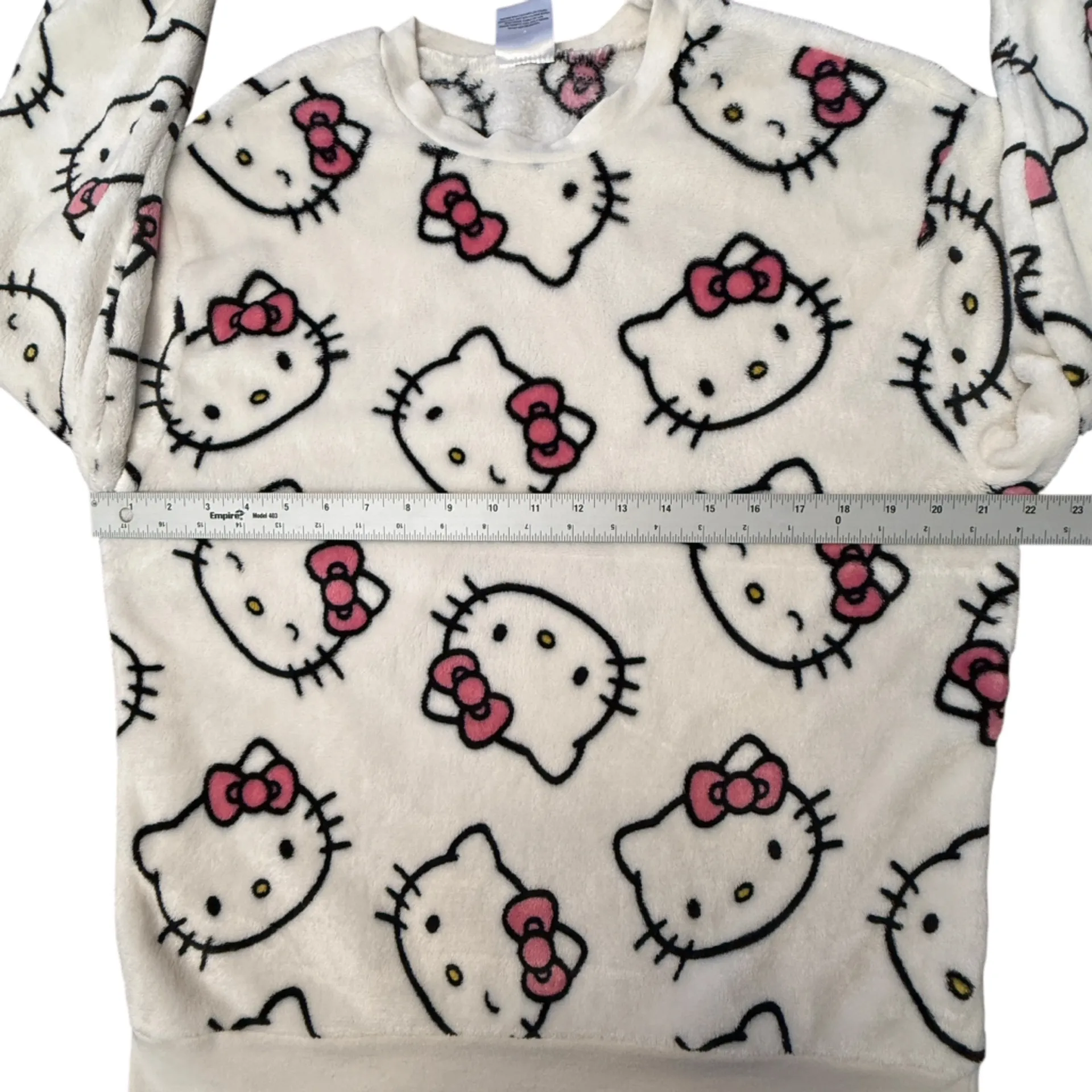 Hello Kitty Fleece Sweatshirt White Pink Bow Cozy Kawaii Women’s Size 1X - Image 7