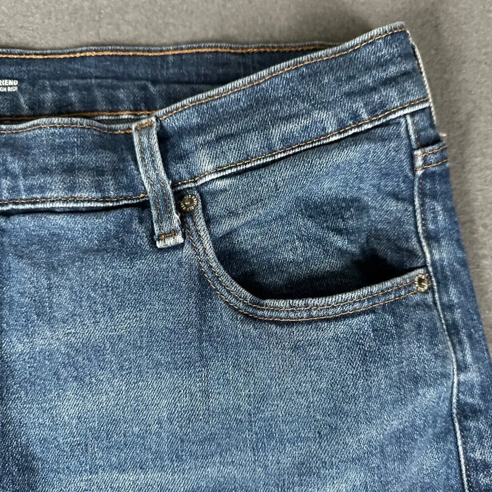 Old Navy Womens 18 Boyfriend Extra High Rise Denim Blue Jeans Ankle Crop Baggy - Image 6