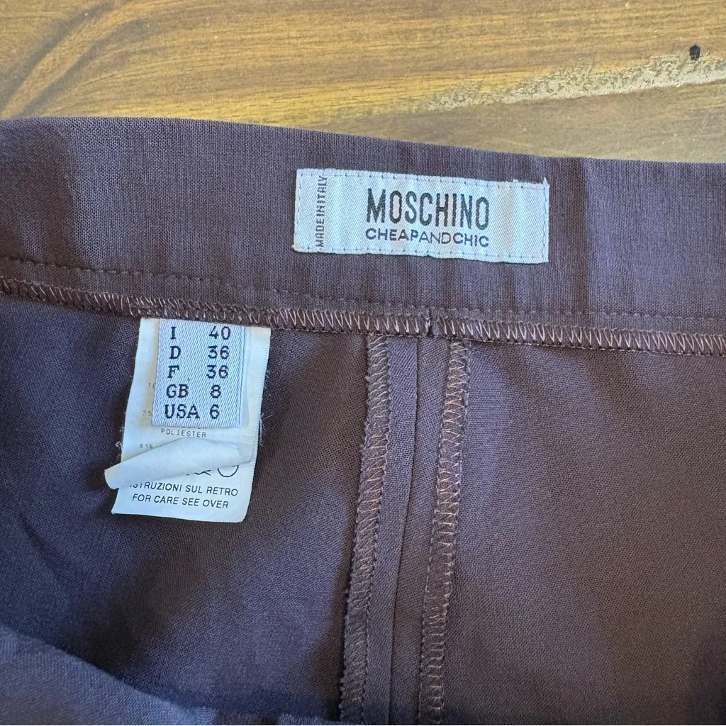 Moschino Cheap & Chic Brown Trouser Pants Wide Straight Leg Mocha Expresso 6 - Image 4