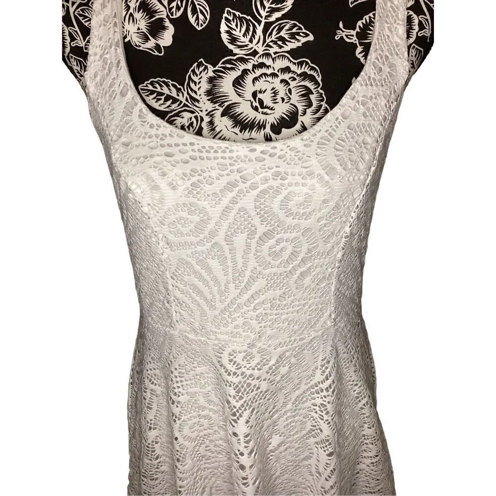 Apt 9 Ivory Skater Dress Coastal Beach Floral Vacation Travel Formal Easter - Image 5