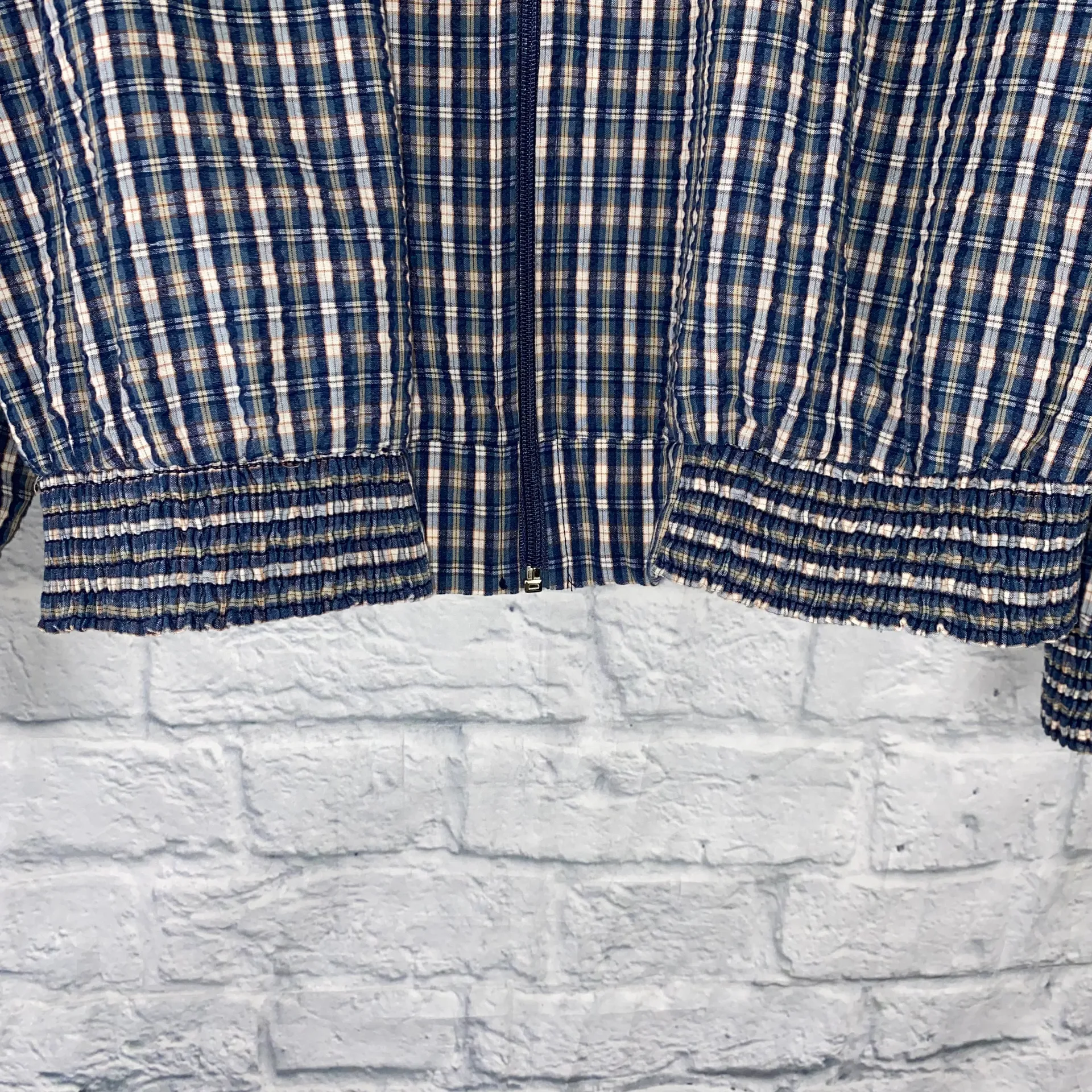 Blouseworks Petites by par  plaid full zip jacket w/elastic cuffs & waistband L - Image 4