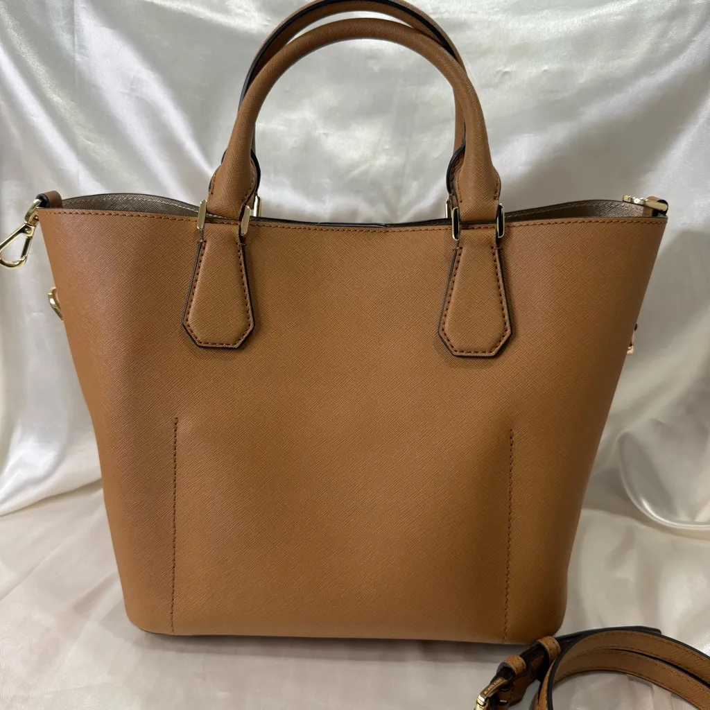 New Michael Kors Greenwich Saffiano Leather Satchel Bag Brown Tote Classic Chic - Image 12