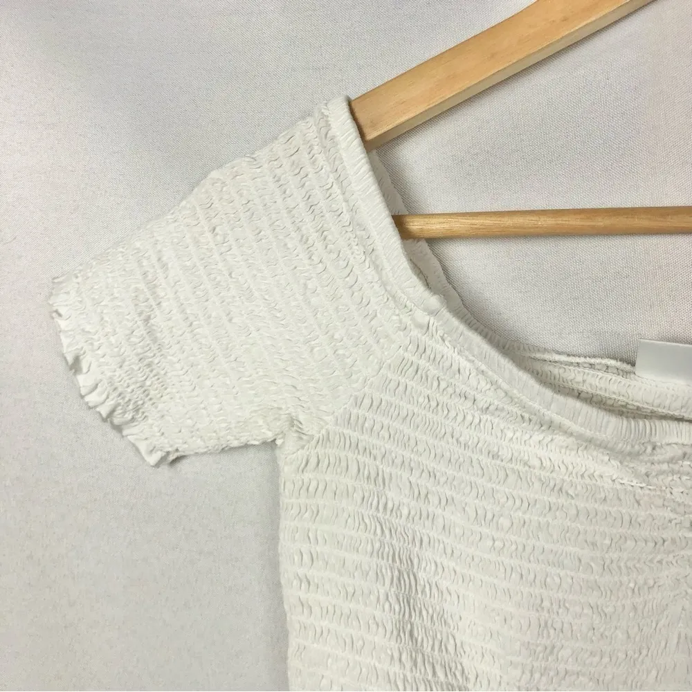 Abound White Smocked Off Shoulder Short Sleeve Top S - Image 4