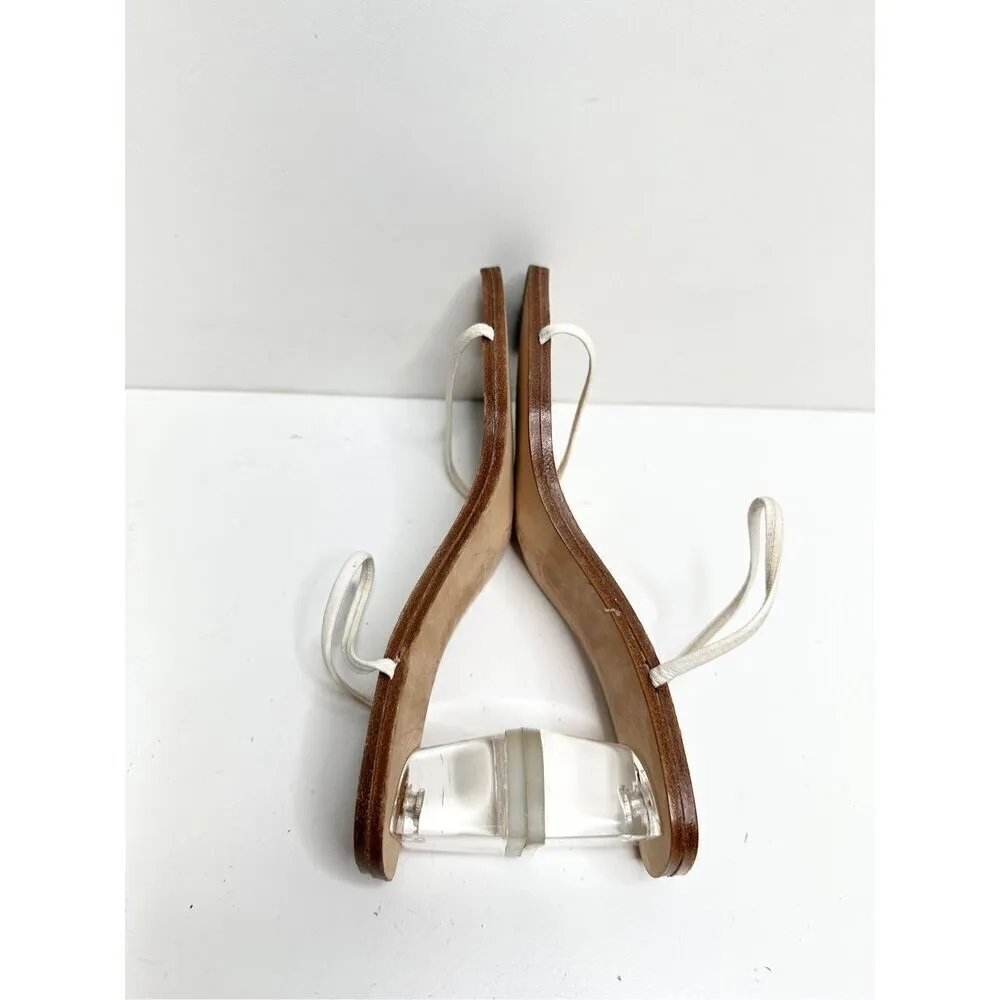 Miista Ellie Beach White Size 5US Strappy Sandals Clear Heels Square Toe - Image 8