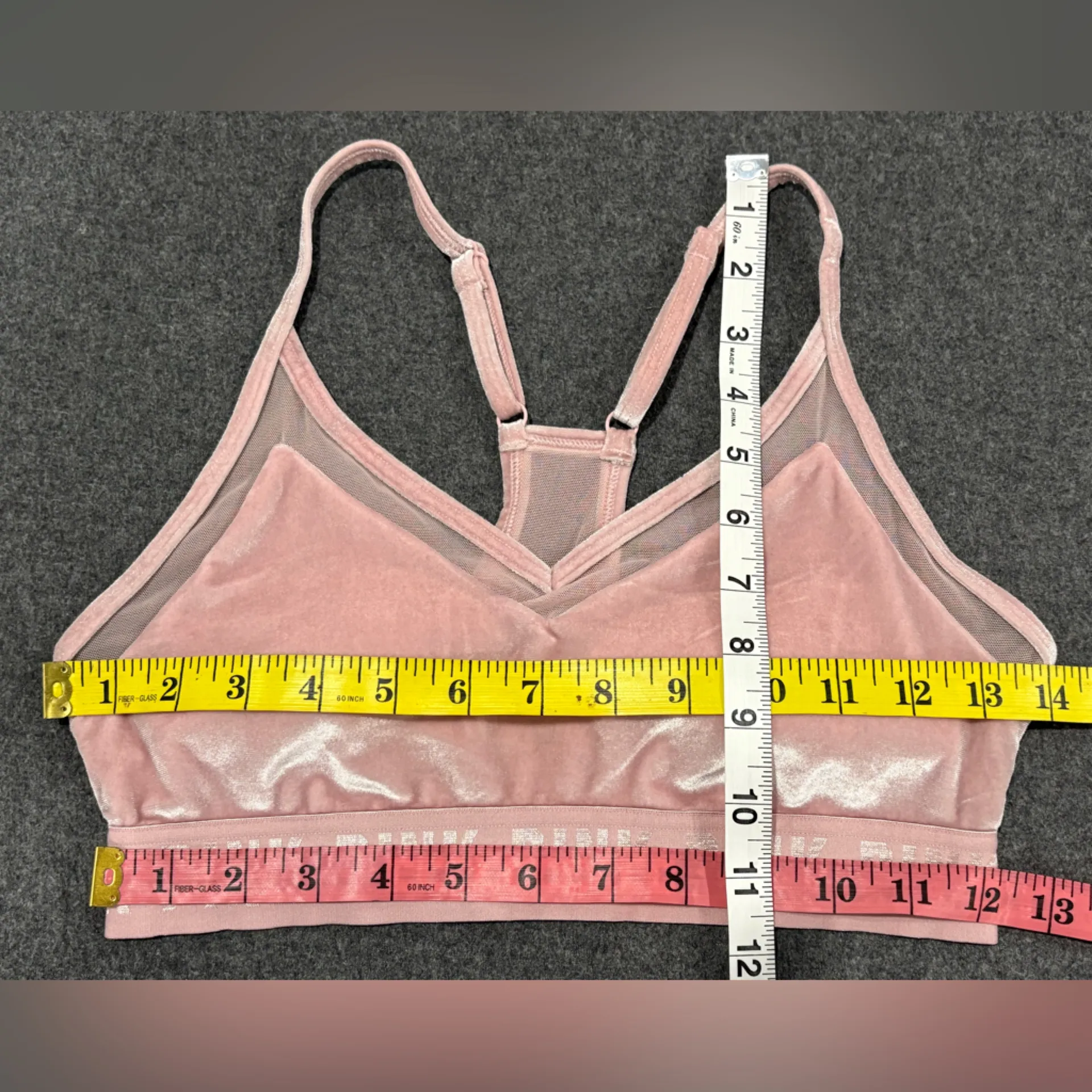 Pink Victoria’s Secret Women's Crushed Velvet V-Neck Raceback Size M - Image 3