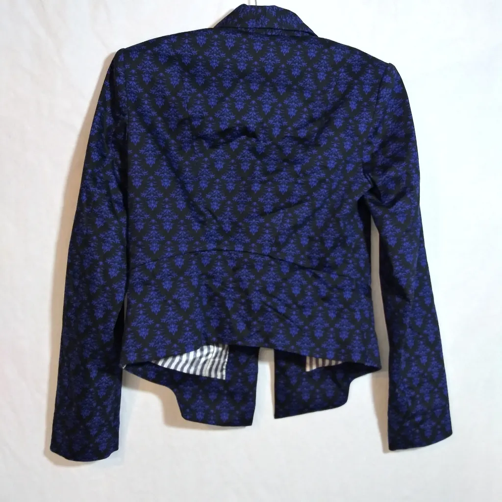 Robert Rodriguez Navy Printed Blazer Jacket Long Sleeve Office Size 6 - Image 8