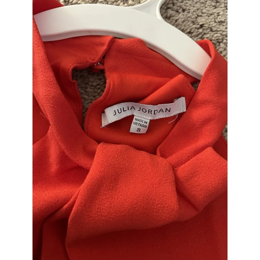 Julia Jordan Knot Neck Halter Jumpsuit Size 8 Orange Formal Party Dressy - Image 9