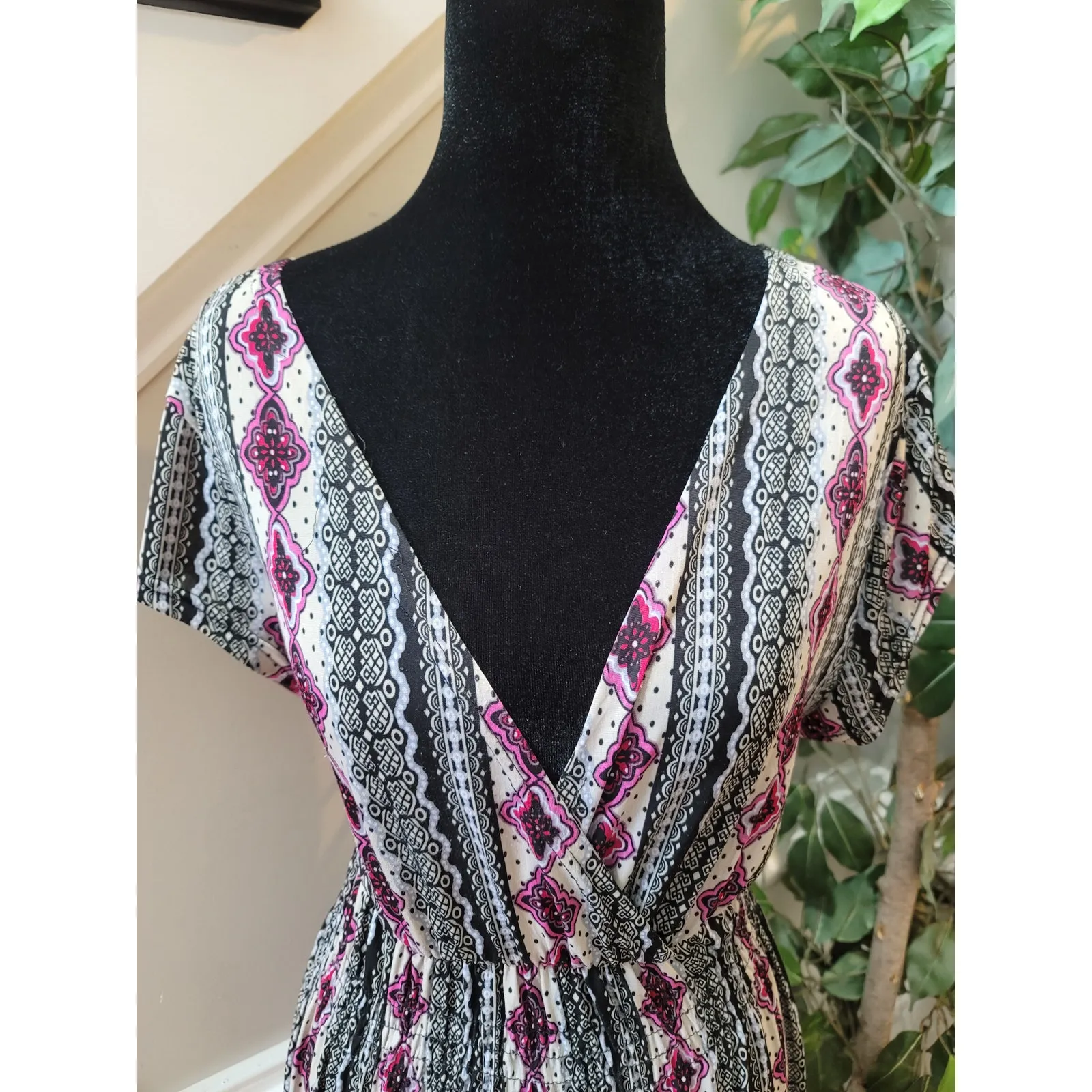 Cristina Love Dress Women Small Multicolor Boho V Neck Short Sleeve Casual - Image 6