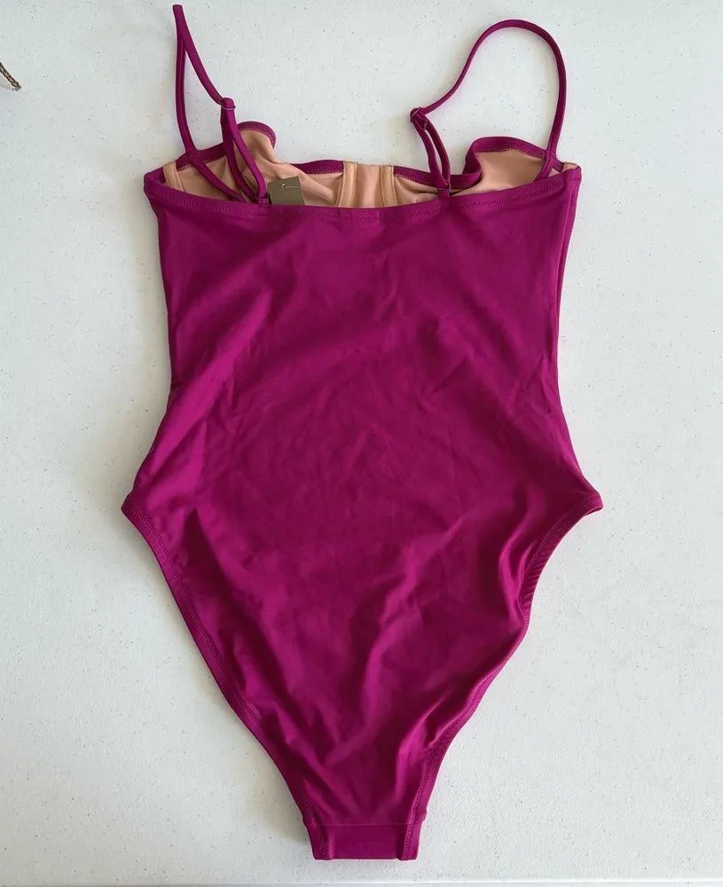 NWT J. Crew Heritage balconette underwire one-piece swimsuit Fuchsia berry 8 - Image 2