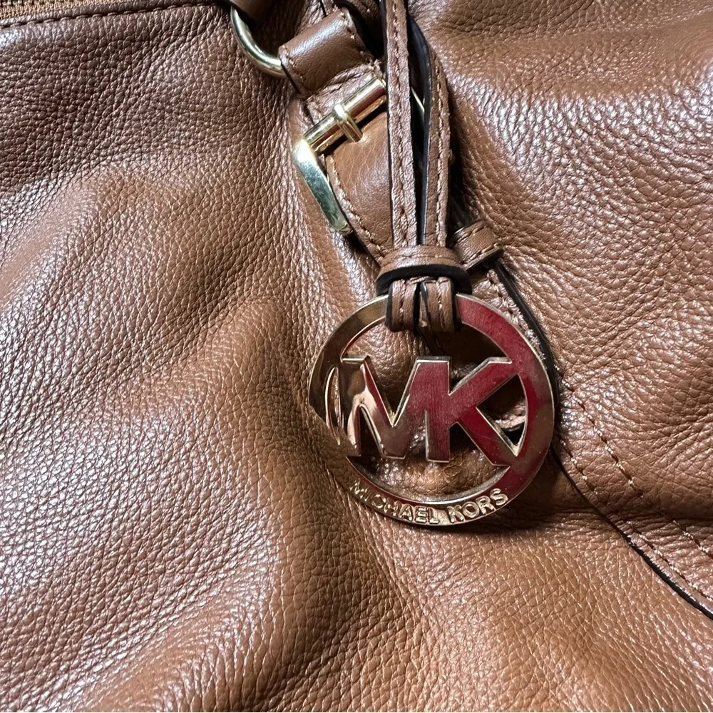 Michael Kors Leather Double Handle Zip Top Purse - Image 5