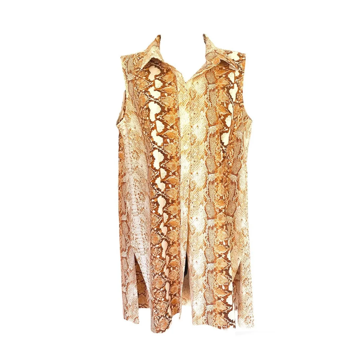 Lysse Animal Print Sleeveless Long button down shirt Sz M - Image 5