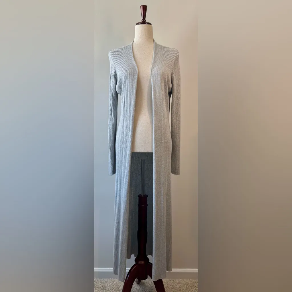 Express Heather Gray Longline Ribbed Sweater Duster Size M NWT - Image 4