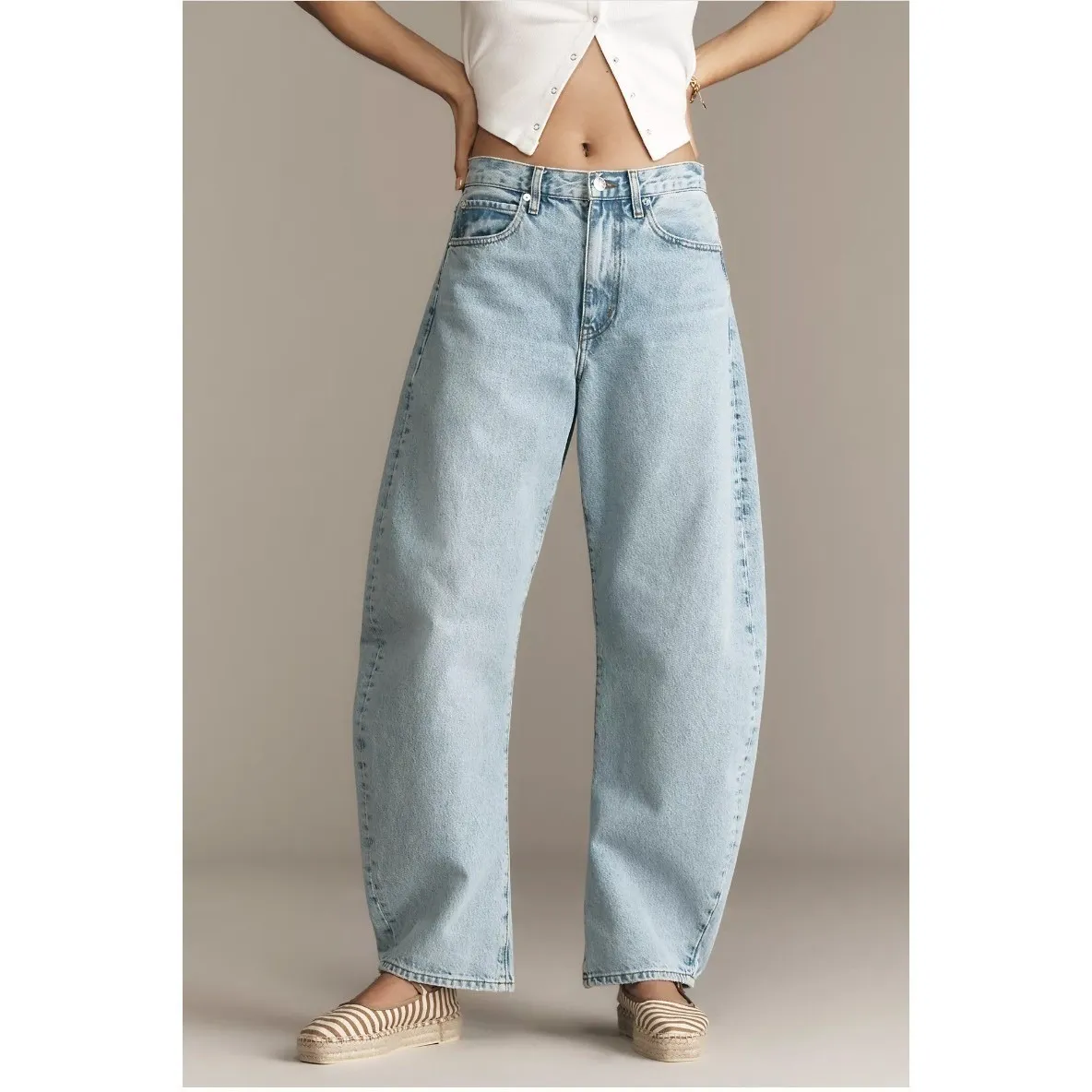 NWT Frame The Bubble Jeans‎ Size 32 High Rise Tapered Barrel Leg - Image 2