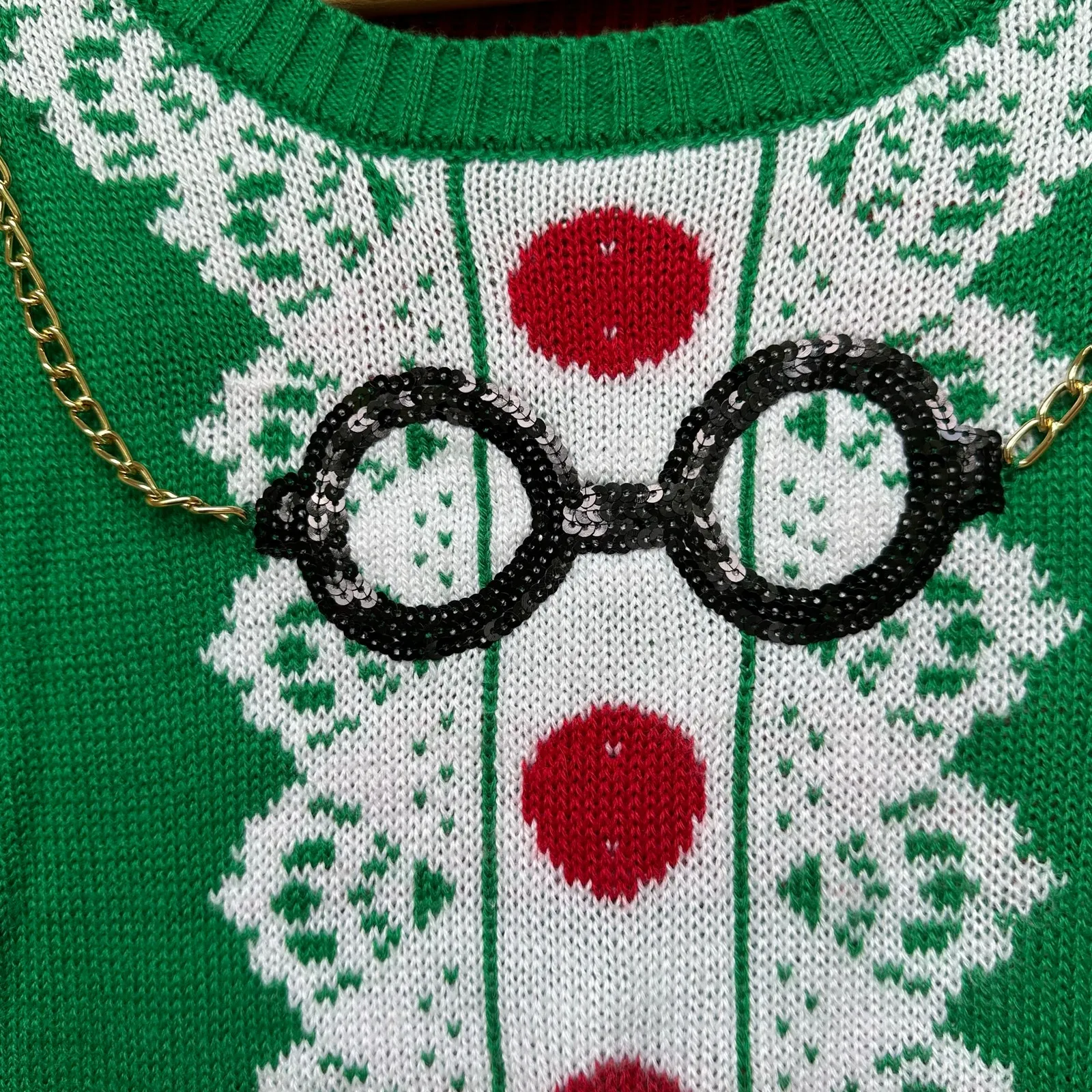 Tiara International Christmas Collection Green Ugly Christmas Sweater – Size M - Image 4