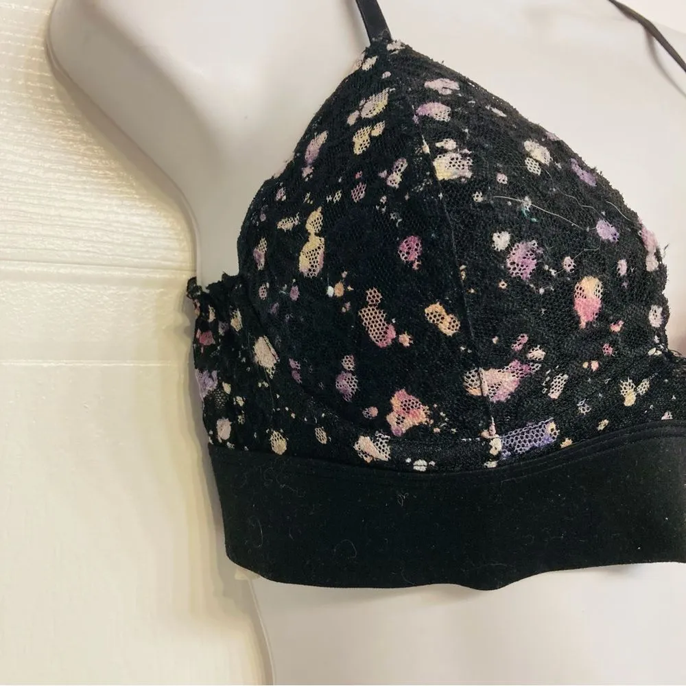 Victoria's‎ Secret Pink Lace Bralette Bra Racerback Lightly Lined Sz Small Black - Image 3