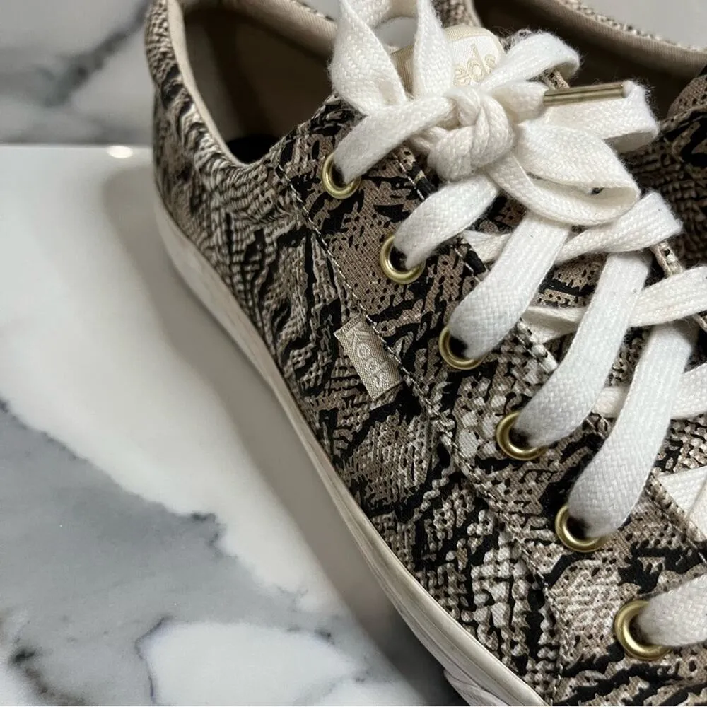 Keds | Women's Cream Black Snakeskin Memory Foam Jump Kick Shoes Sz 11 - Image 3