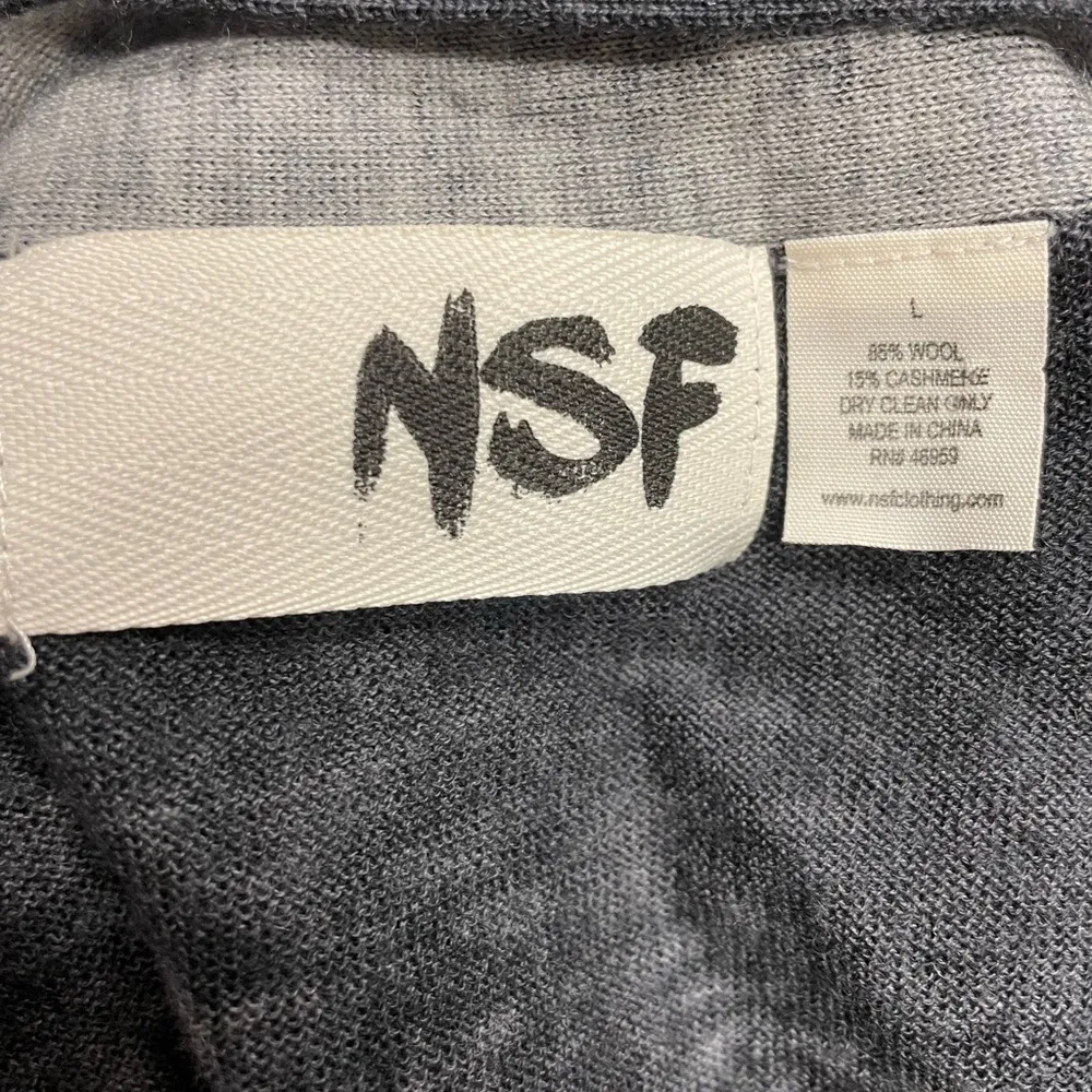 NSF distressed wool cashmere cardigan black gray wool cashmere womens size large - Image 5