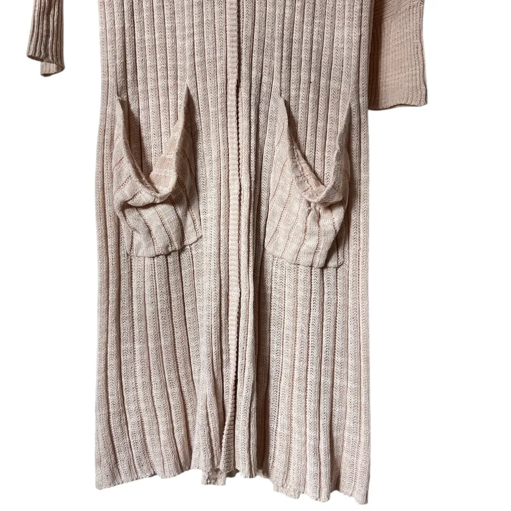 Free People Cream Midi Cardigan Button Front Long Sleeves Knit Lightweight Small - Image 4