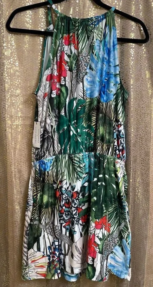 Christian Lacroix x Swiminista Carefree Mini Dress Jardin Exochic Print, Green T - Image 1