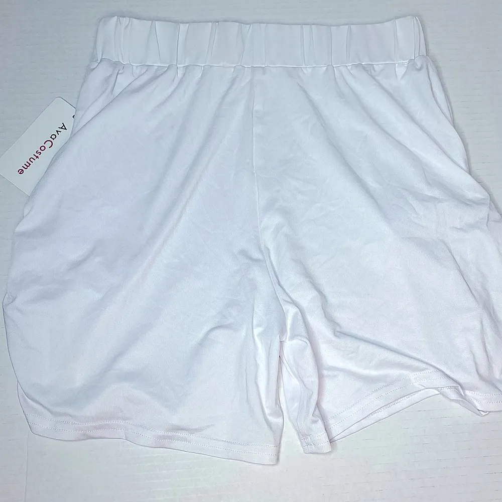 Ava Costume Ladies White Ruched Harem Elastic Waist Shorts Pockets Size S New! - Image 6