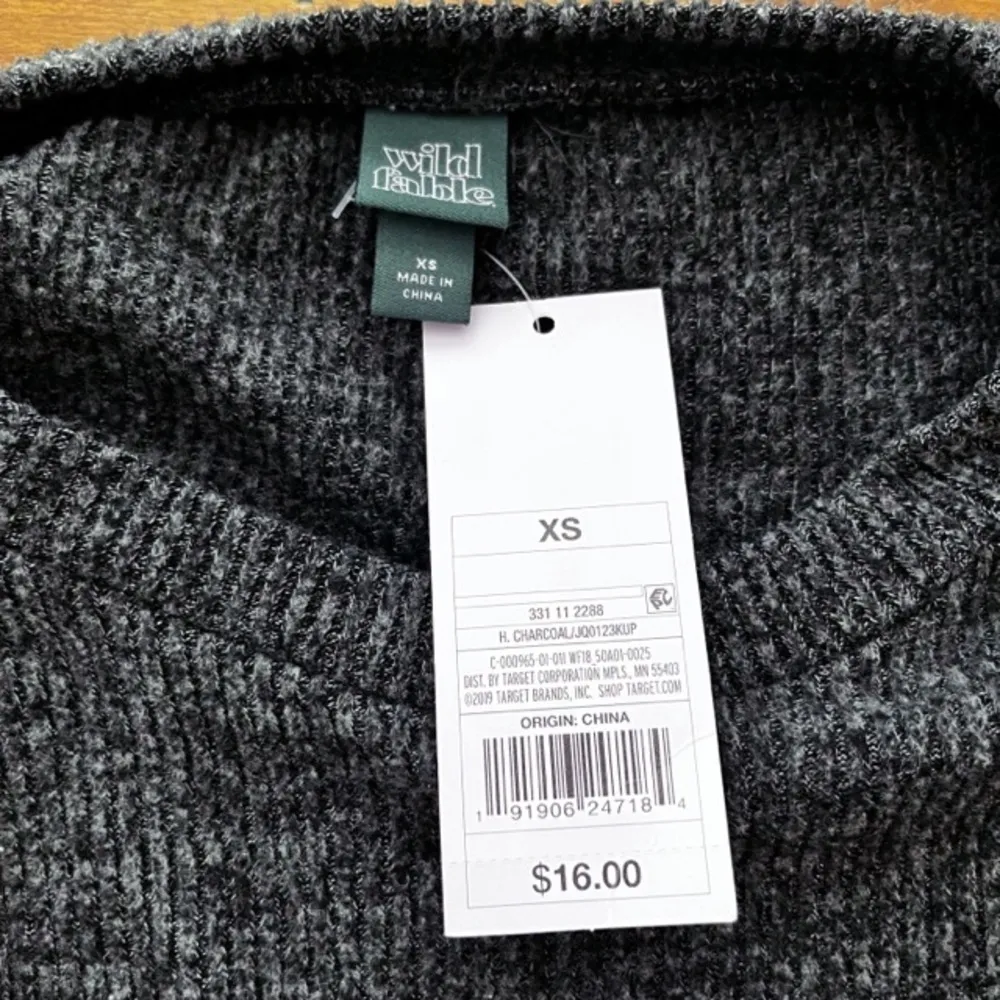 Wild Fable Charcoal Gray Ribbed‎ Crop Fit Sweater - Image 3