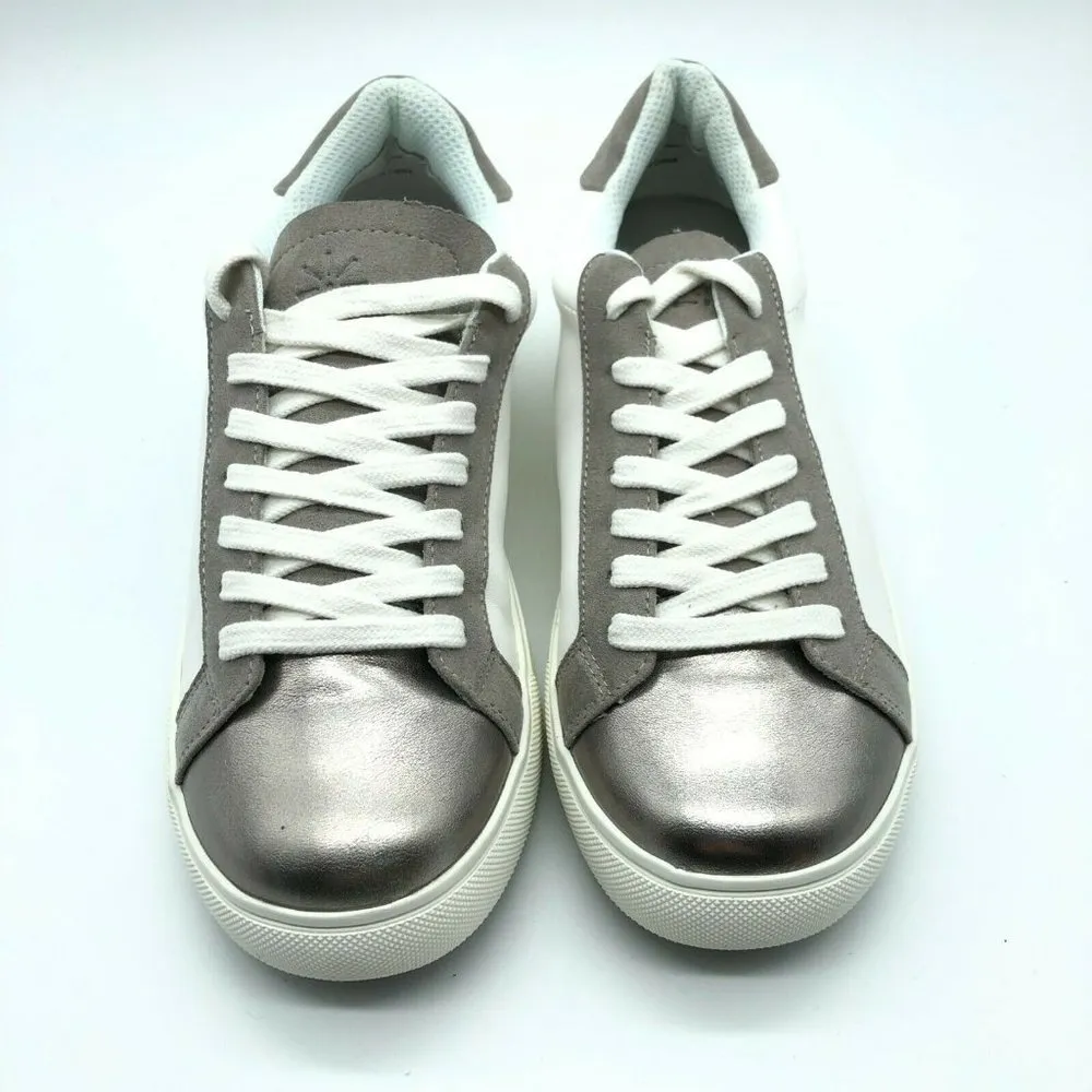 Isaac Mizrahi Live Womens Sneakers Low Top Metallic Lace Up White Silver Size 7 - Image 2