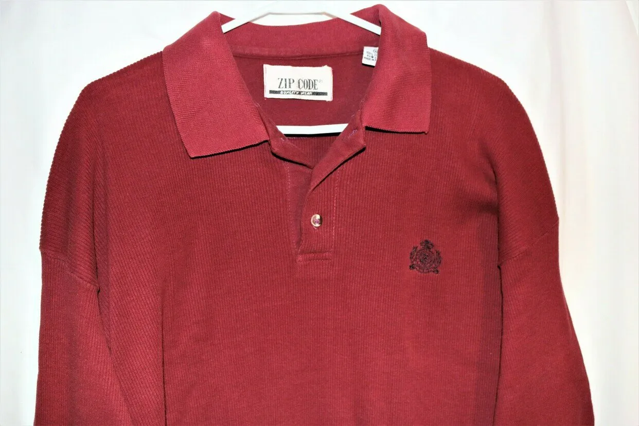 Vintage Red Knit Sweater Collared Shirt - Image 6