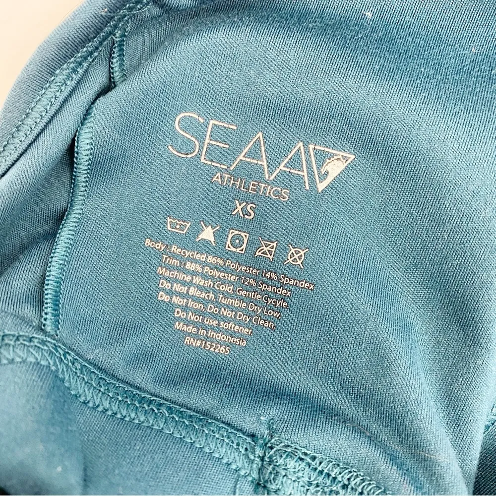 Seaav Athletics Mesh Sports Bra Top: Pacific Blue Teal Longline Size XS - Image 12
