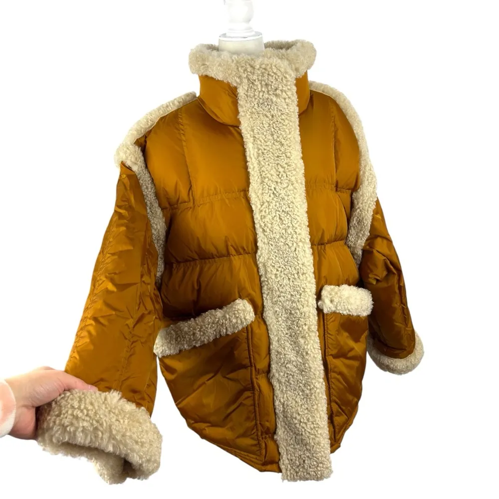 STAND STUDIO Dorothy Coat Down Jacket Caramel/Natural White Size 44 USA 12 Tan - Image 7