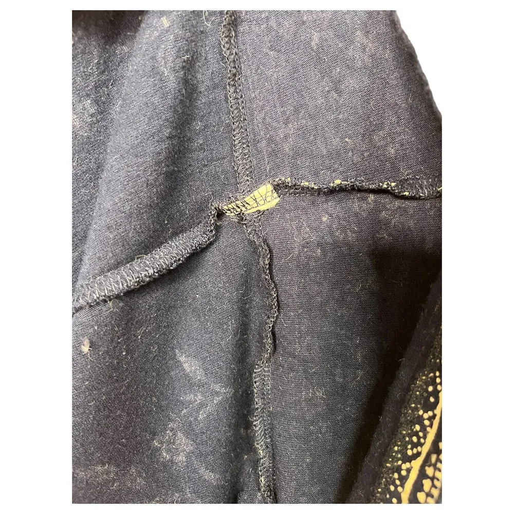 Lucky Brand Shirt Dress Women M Pullover Floral Short Sleeve Round Neck Blue Tan - Image 8