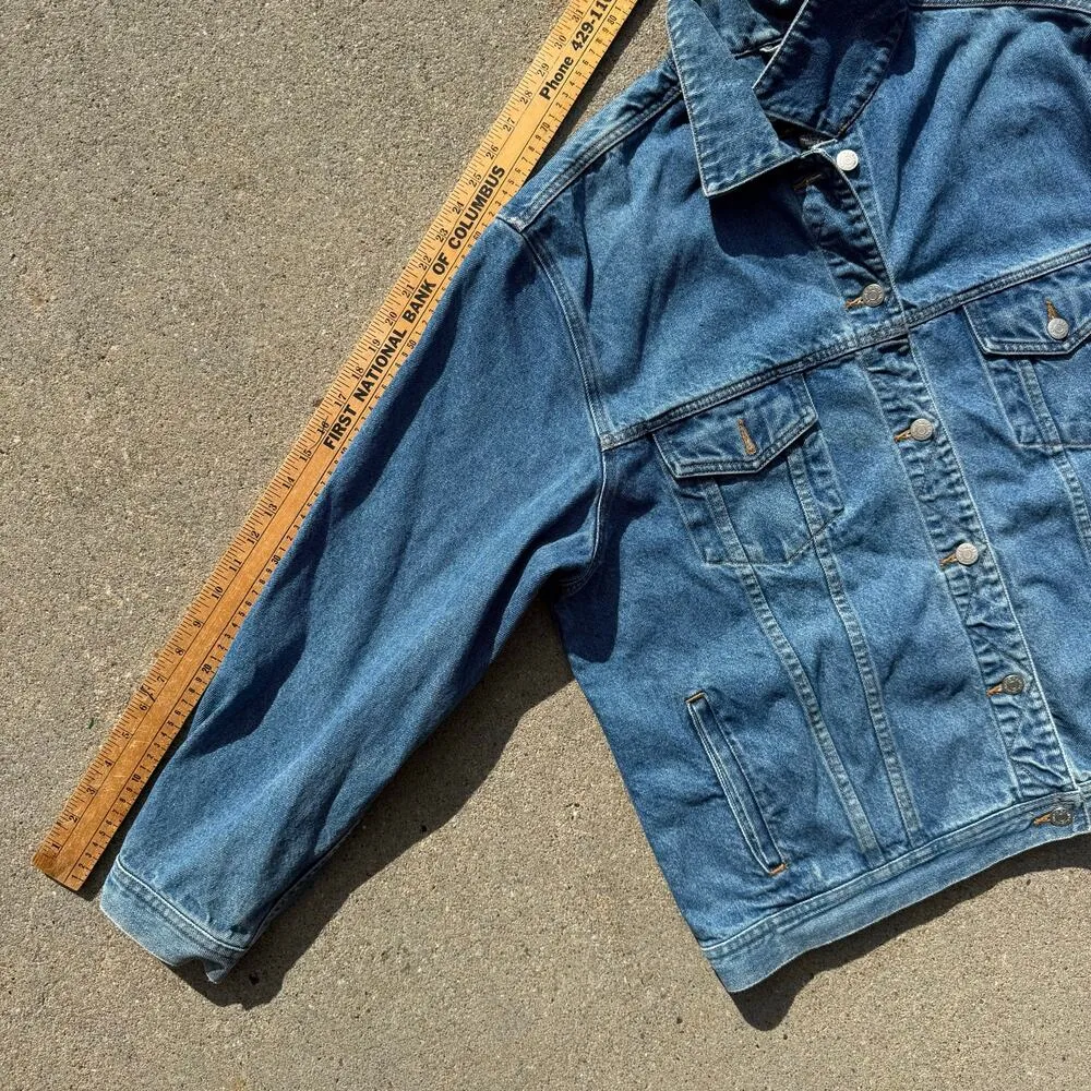 Vintage Y2K Eddie Bauer Jean Trucker Jacket Blue Denim Womens XXL gorpcore boho - Image 8