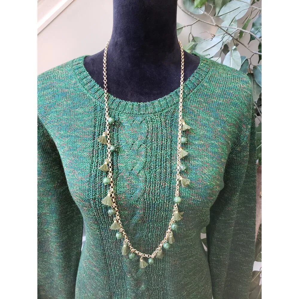 Laura Scott Sweater Women's Large Green Textured Long Sleeve Crew Neck Pullover - Image 11