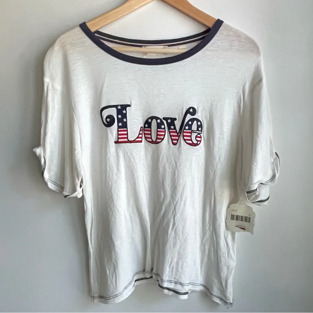 Altar’d State Women’s T-Shirt LOVE USA Red White Blue‎ Patriotic size Small NWT - Image 2