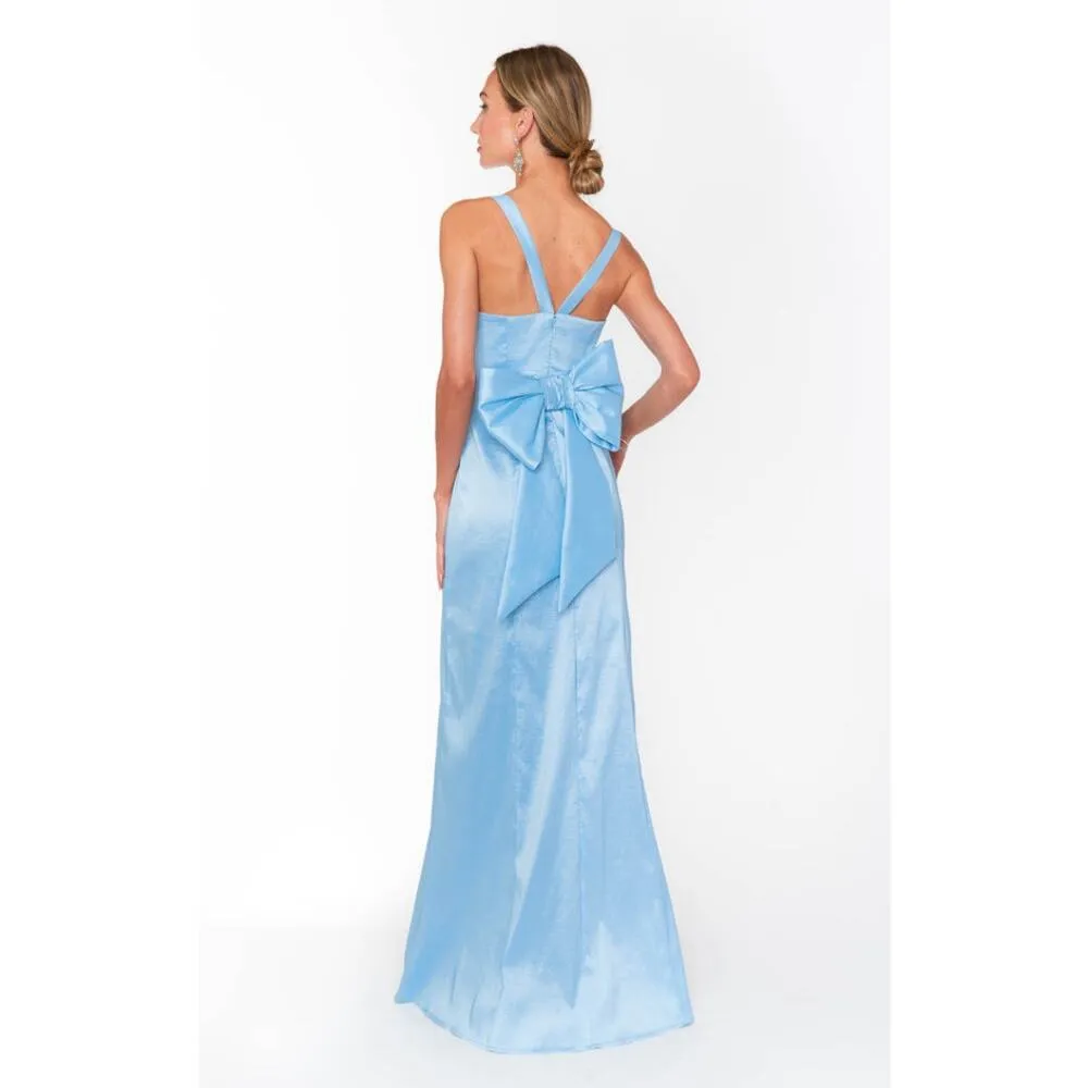 Show Me Your Mumu Charlotte Bow Dress in Light Blue Taffeta M - Image 9