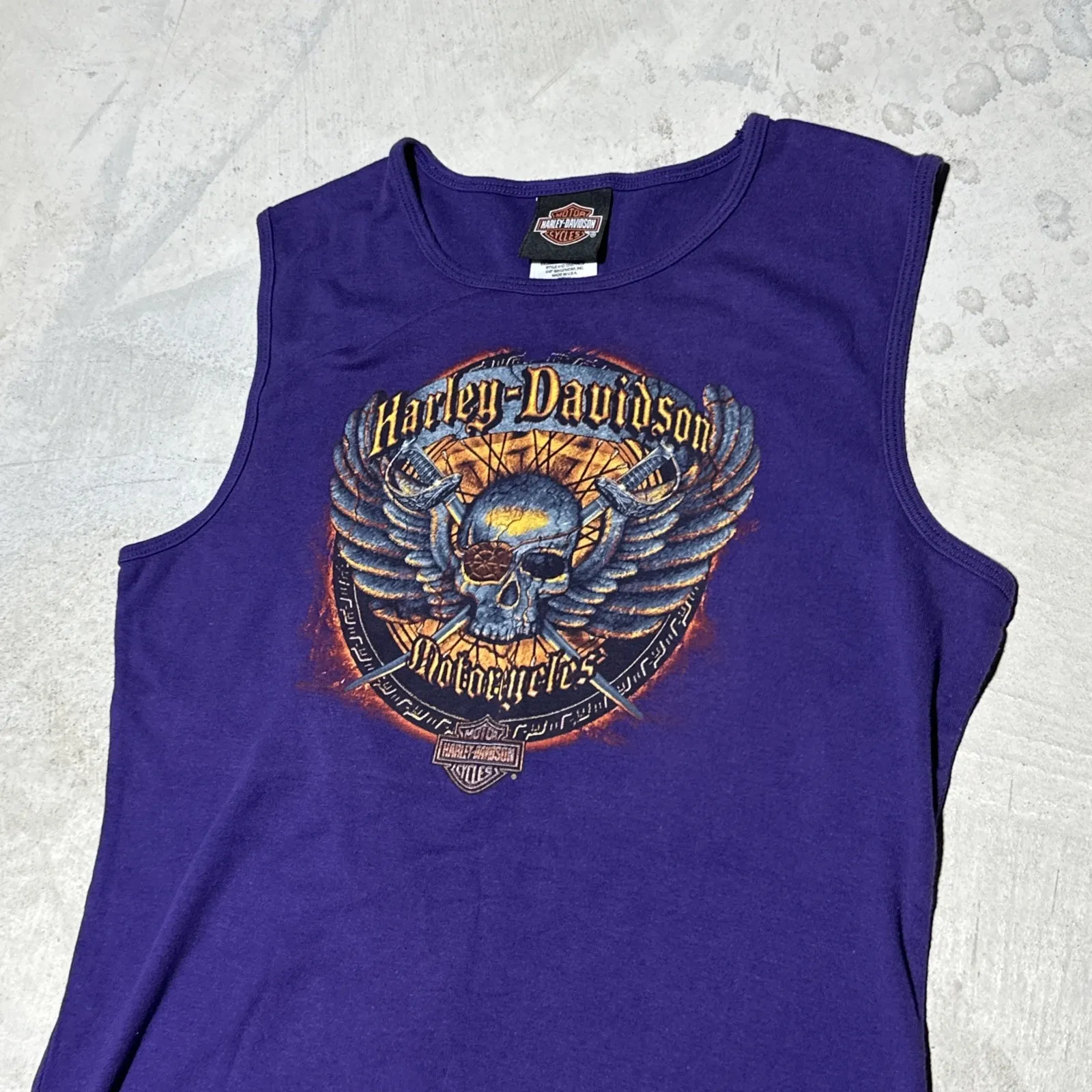 Women's Harley Davidson Tank Top SZ XL Quad Cities Davenport Iowa Purple Biker - Image 2