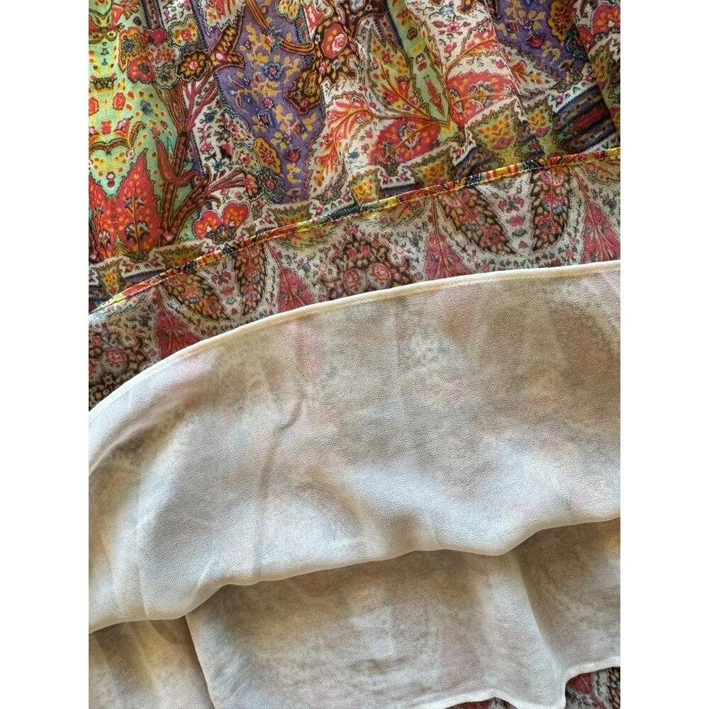 Brooks Brothers Red Fleece Dress Women 12 Multicolor Floral Fit‎ And Flare Boho - Image 9