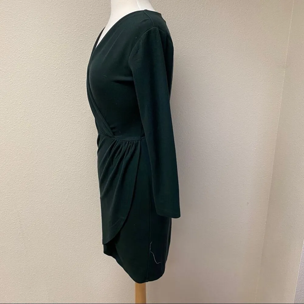 LOFT Forest Green Shirred Top Wrap Dress 0 - Image 6