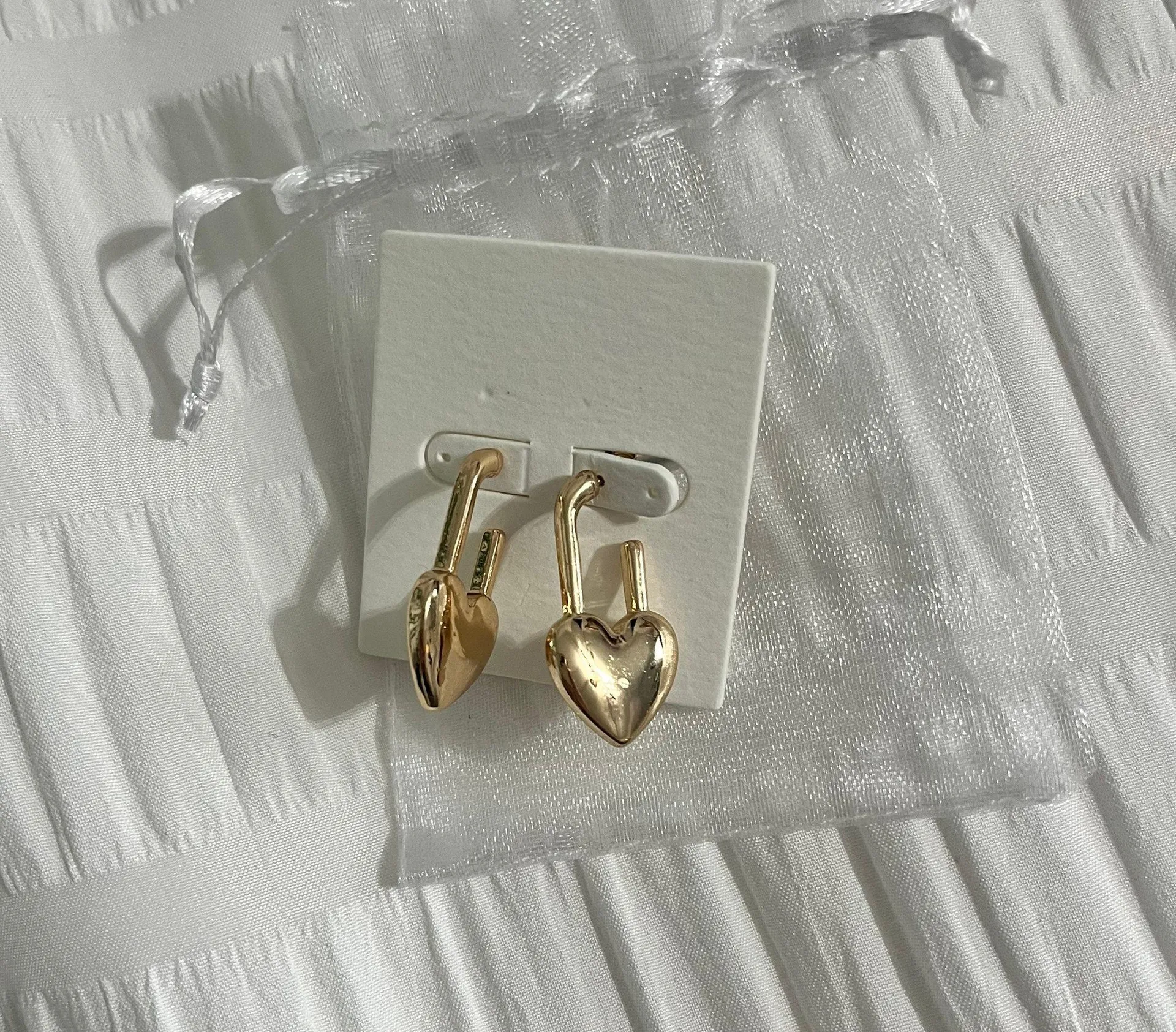 Gold Heart Earrings - Image 2