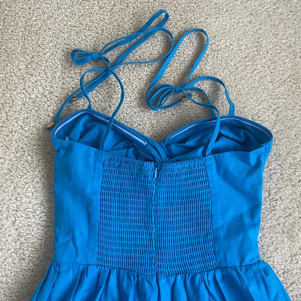 NWT Petal & Pup Tie Strap Tiered Midi Maxi Dress in Blue Women's Medium - Image 5